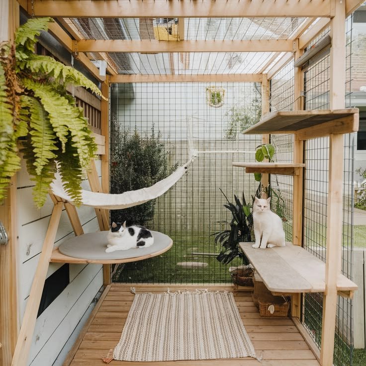 Catio para gatos en departamento con malla Mallix